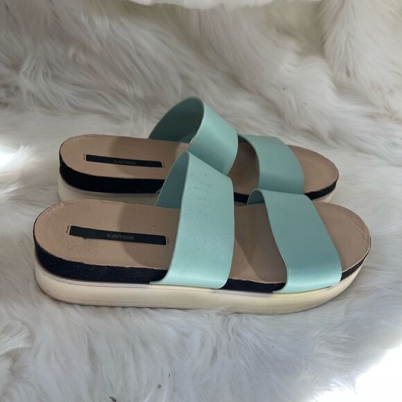 Kenzie mint green platform straps slip on sandals size 9 - Picture 1 of 6
